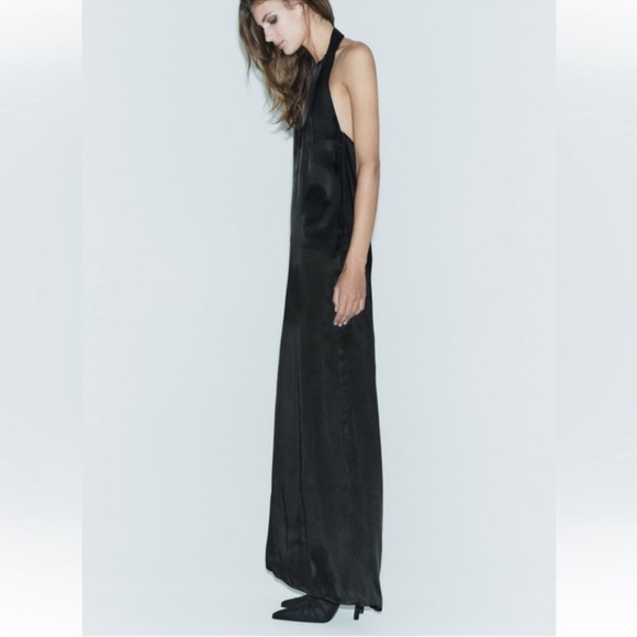 NWT Zara Studio Black Open Back Maxi Formal Dress Size M - Picture 3 of 13
